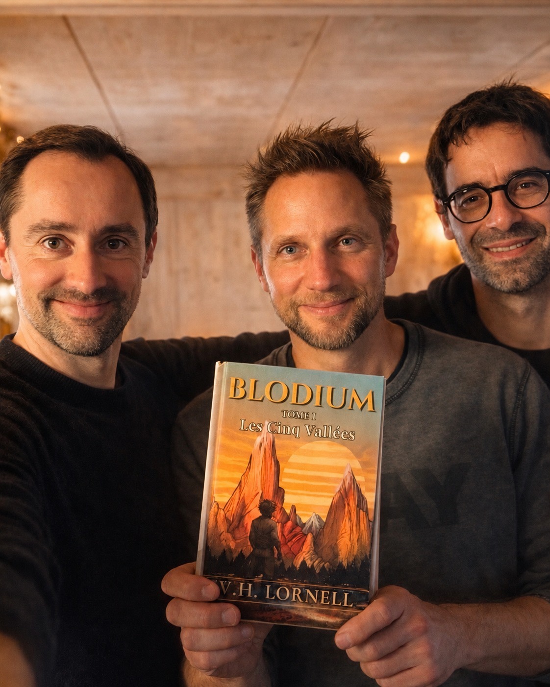 W. H. Lornell, Ludovic B., and illustrator Nitch around Blodium
